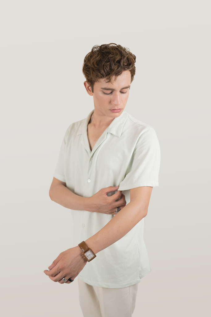 Rapheu White Textured Cuban Coat Resort Camp Collar Old Money Polo