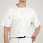 Rapheu White Textured Cuban Coat Resort Camp Collar Old Money Polo
