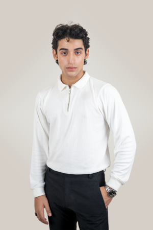 Rapheu White Zipper Old Money Polo