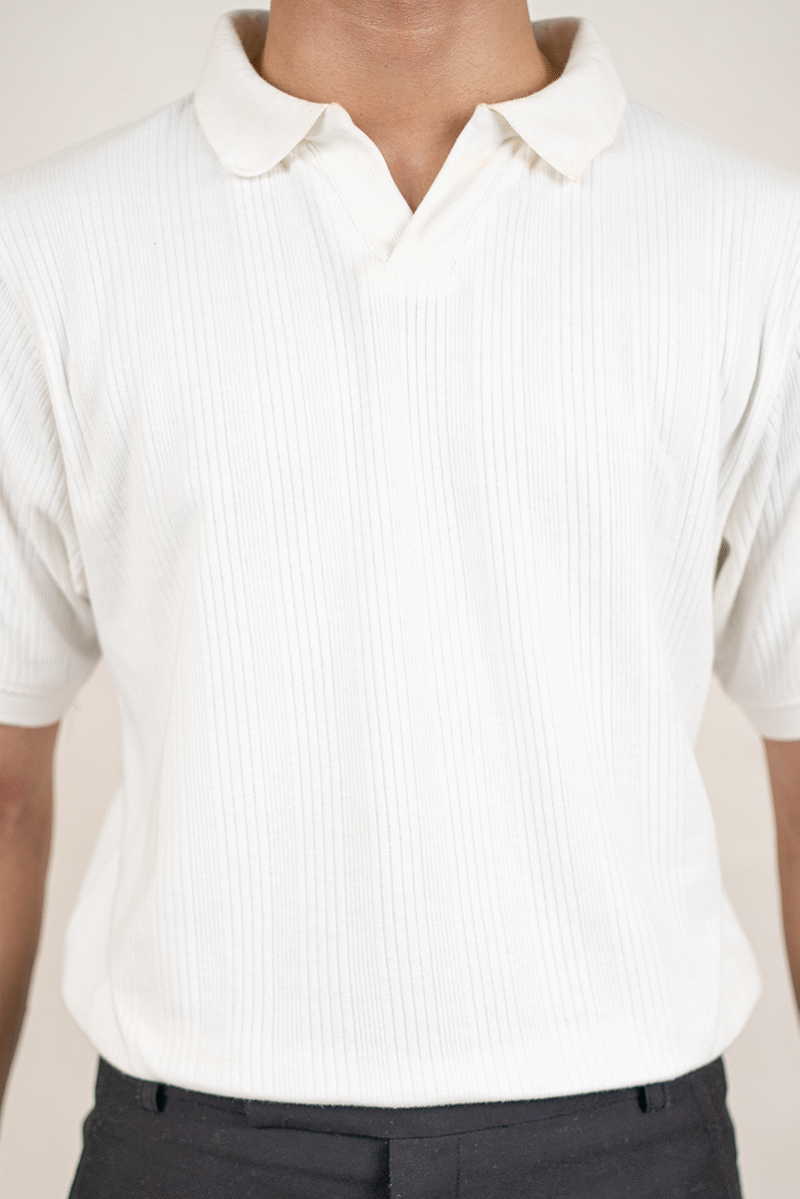 Rapheu White Knitted Textured Old Money Polo