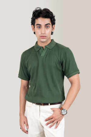 Rapheu Green Knitted Textured Old Money Polo