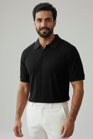 Carbon Black Knitted Polo