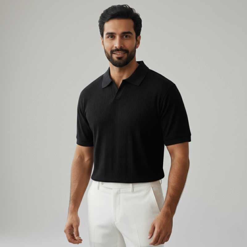Carbon Black Knitted Polo