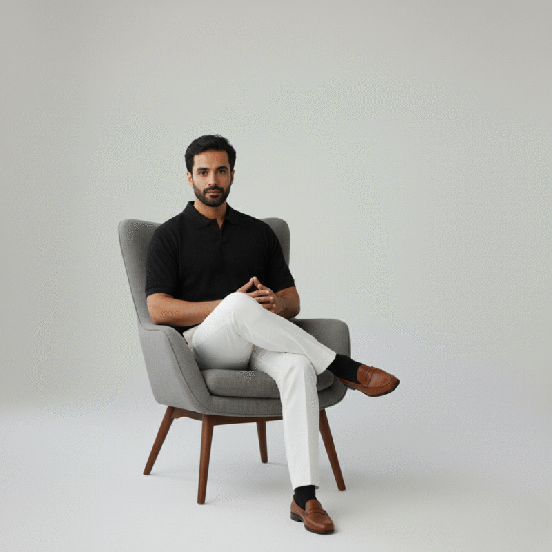Carbon Black Knitted Polo - Image 2