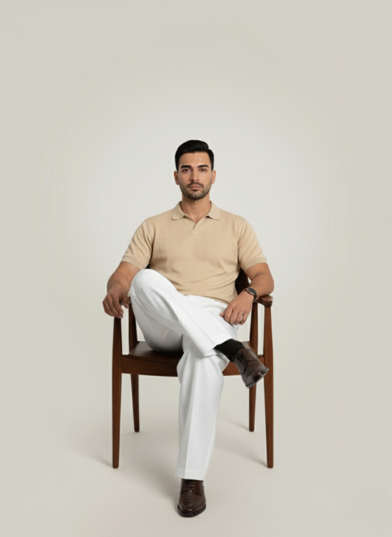Sandstone Beige Knitted Polo - Image 5