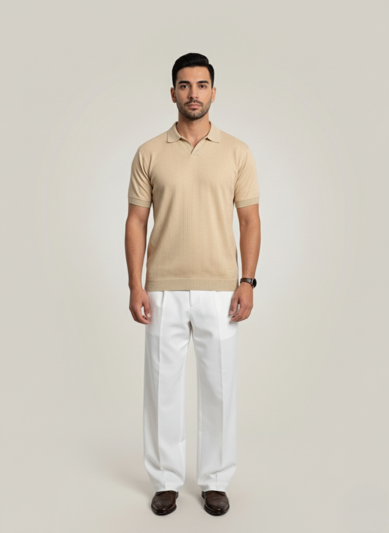 Sandstone Beige Knitted Polo