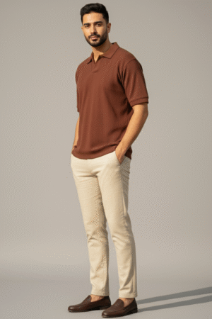 Hazelnut Brown Knitted Polo