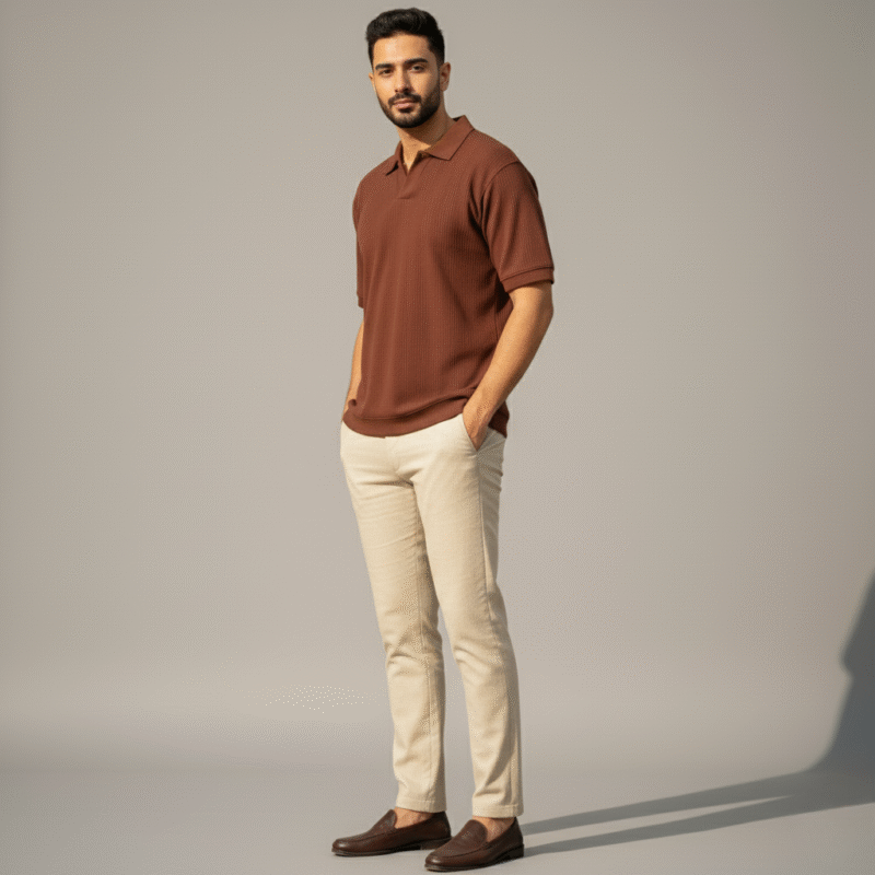Hazelnut Brown Knitted Polo