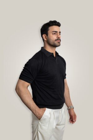 Carbon Black Knitted Polo