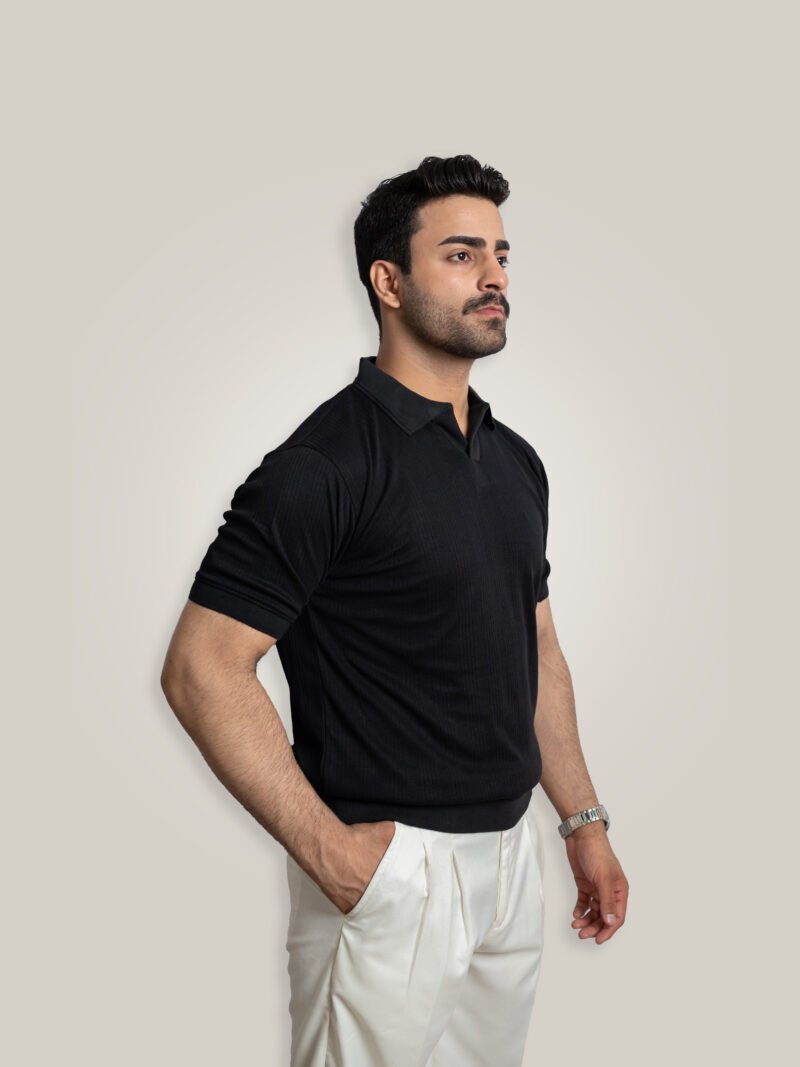 Carbon Black Knitted Polo