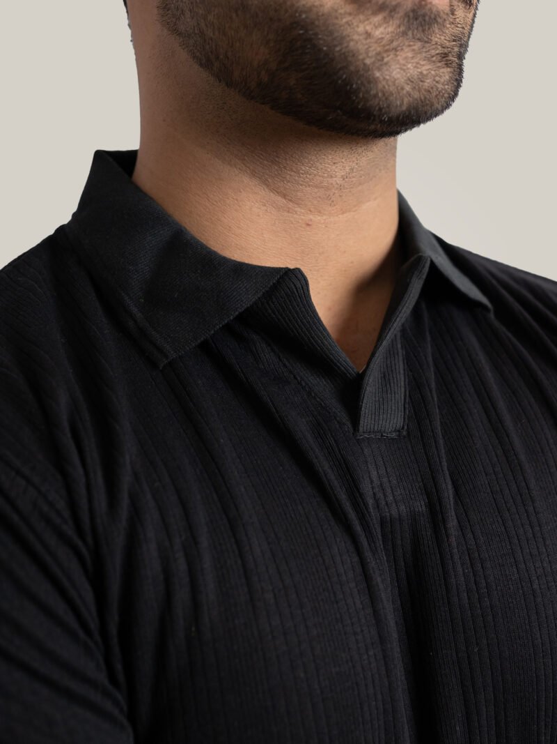 Carbon Black Knitted Polo - Image 2