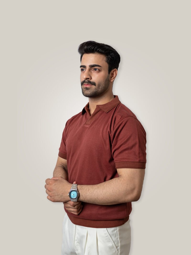 Hazelnut Brown Knitted Polo