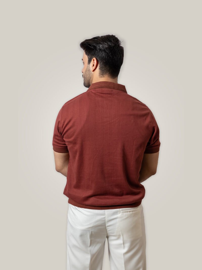 Hazelnut Brown Knitted Polo - Image 4
