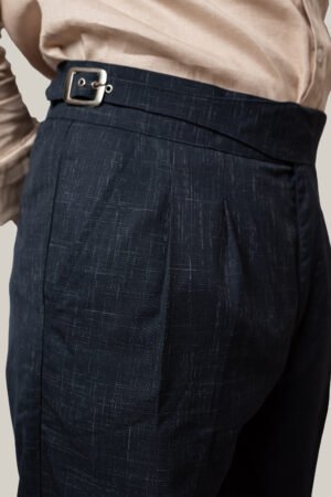 Textured Blue Gurkha Pants
