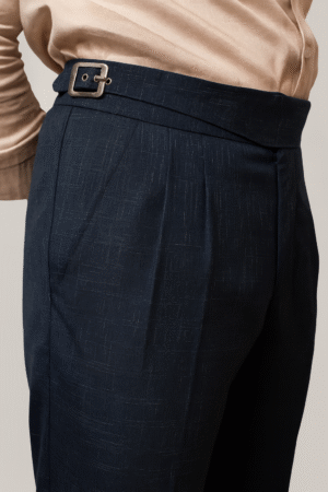 Textured Blue Gurkha Pants